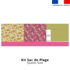 Kit couture sac cabas motif lapin printanier vert et framboise - Création Stillistic