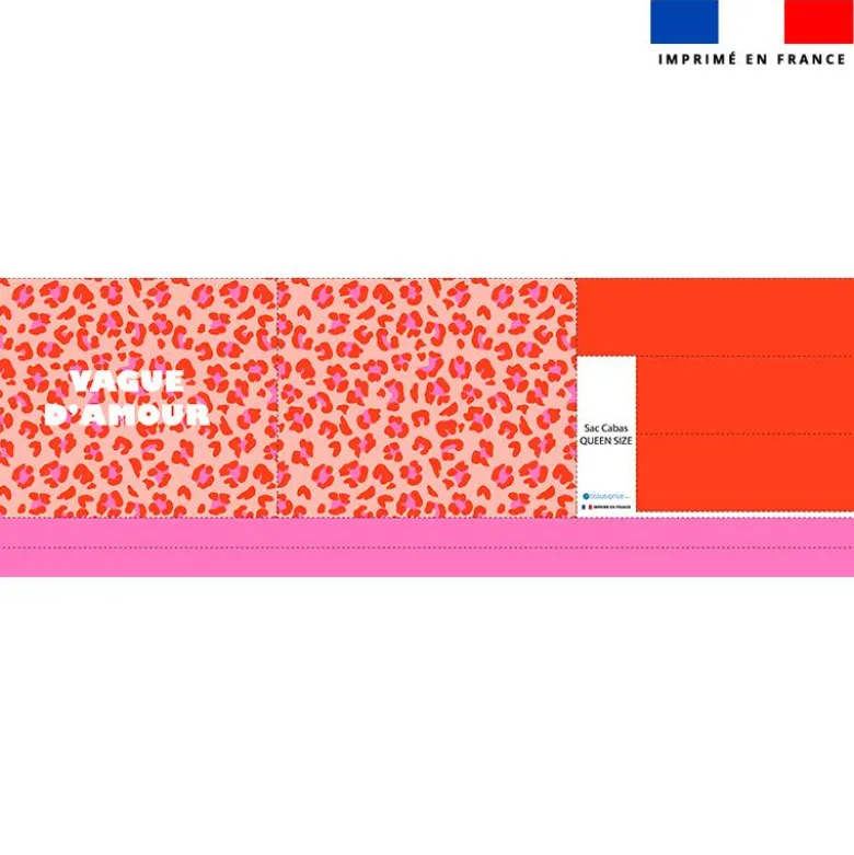 Kit couture sac cabas motif léopard rose et orange
