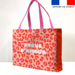 Kit couture sac cabas motif léopard rose et orange
