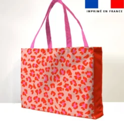 Kit couture sac cabas motif léopard rose et orange