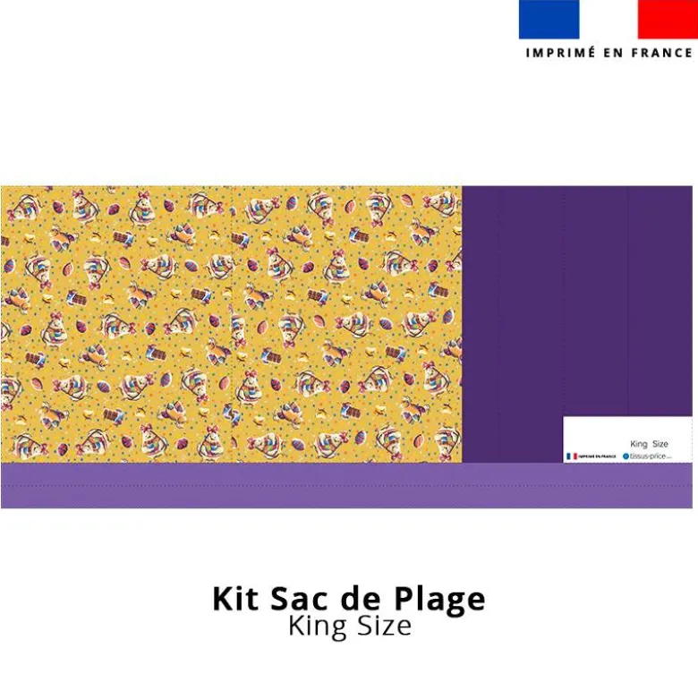 Kit couture sac cabas motif mini poule et oeufs de Pâques jaune - Création Stillistic