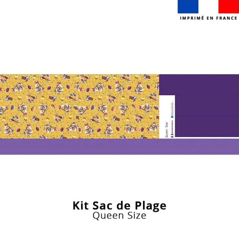 Kit couture sac cabas motif mini poule et oeufs de Pâques jaune - Création Stillistic