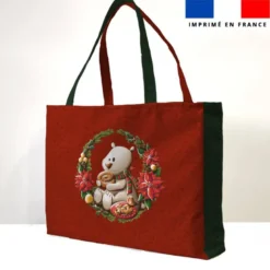 Kit couture sac cabas motif ours couronne de Noël - Création Stillistic