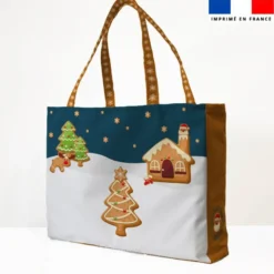 Kit couture sac cabas motif pain d'épices de Noel