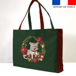 Kit couture sac cabas motif panthère couronne de Noël - Création Stillistic