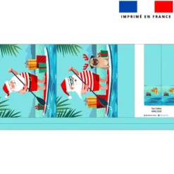 Kit couture sac cabas motif papa noel en vacances