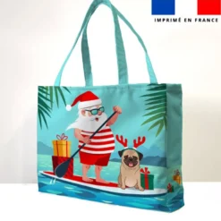Kit couture sac cabas motif papa noel en vacances