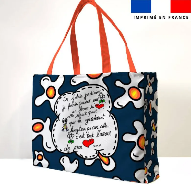Kit couture sac cabas motif poème - Création Anne-Sophie Dozoul