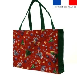 Kit couture sac cabas motif souris de Noël rouge - Création Stillistic
