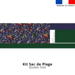 Kit couture sac cabas motif souris de Noël bleu - Création Stillistic