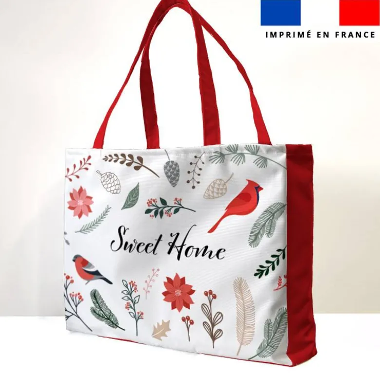 Kit couture sac cabas motif sweet home rouge