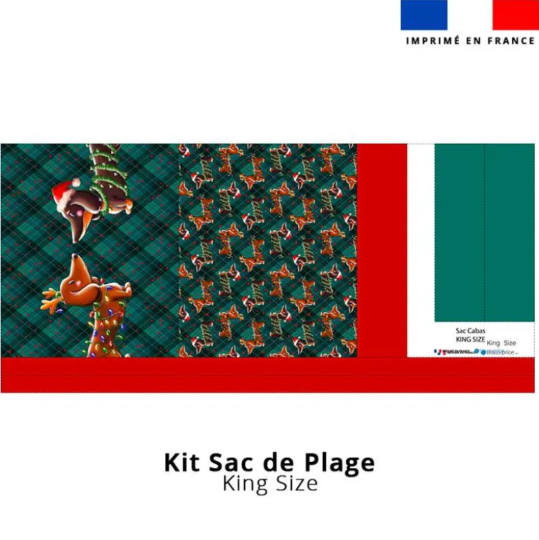 Kit couture sac cabas motif Teckels de Noël - Création Stillistic