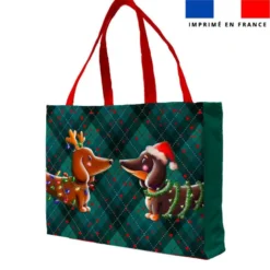 Kit couture sac cabas motif Teckels de Noël - Création Stillistic