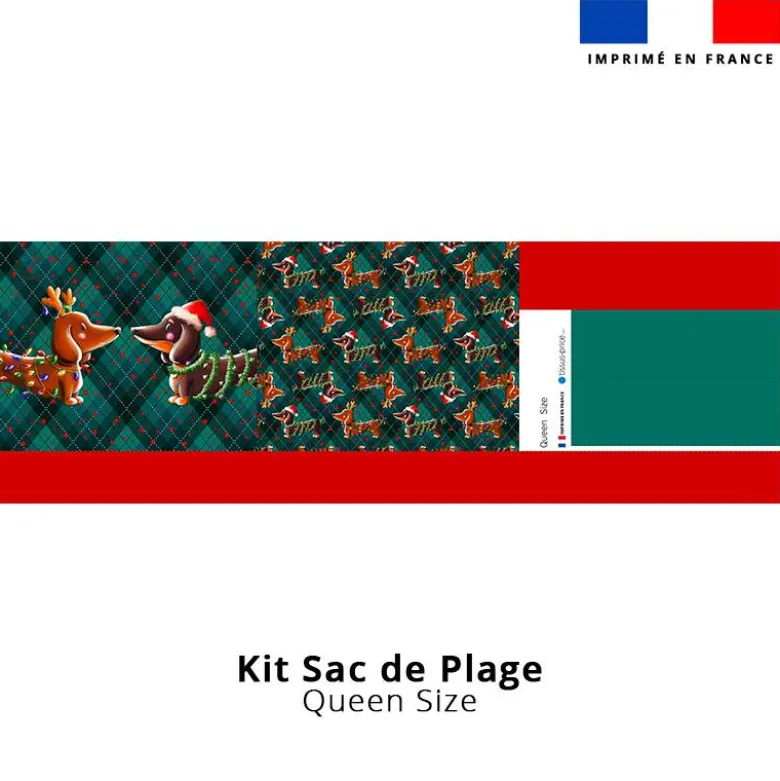 Kit couture sac cabas motif Teckels de Noël - Création Stillistic