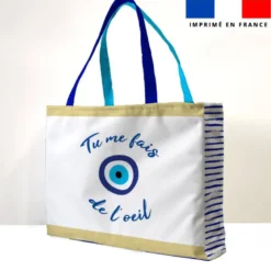 Kit couture sac cabas motif tu me fais de l'oeil bleu