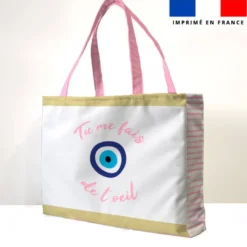Kit couture sac cabas motif tu me fais de l'oeil rose