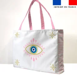 Kit couture sac cabas motif tu me fais de l'oeil rose