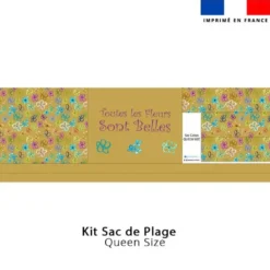 Kit couture sac cabas ocre motif fleurs légères - Création Cat&Colours