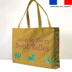 Kit couture sac cabas ocre motif fleurs légères - Création Cat&Colours