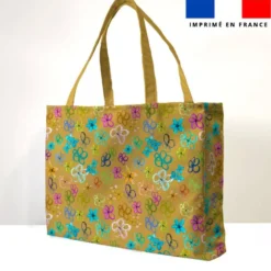 Kit couture sac cabas ocre motif fleurs légères - Création Cat&Colours