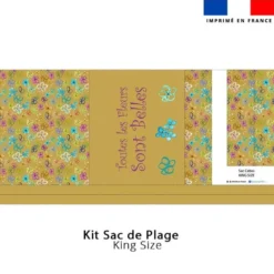Kit couture sac cabas ocre motif fleurs légères - Création Cat&Colours