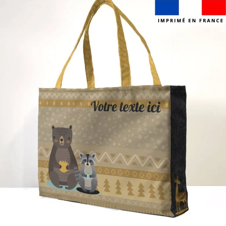 Kit couture sac cabas personnalisé motif chocolat chaud