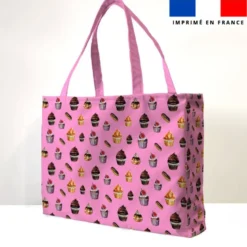 Kit couture sac cabas rose motif gourmandises - Création Cat&Colours