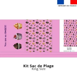 Kit couture sac cabas rose motif gourmandises - Création Cat&Colours