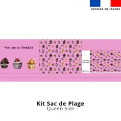 Kit couture sac cabas rose motif gourmandises - Création Cat&Colours