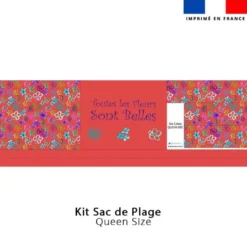 Kit couture sac cabas rouge grenadine motif fleurs légères - Création Cat&Colours