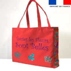 Kit couture sac cabas rouge grenadine motif fleurs légères - Création Cat&Colours