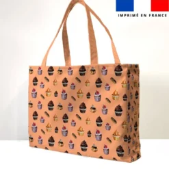 Kit couture sac cabas saumonmotif gourmandises - Création Cat&Colours