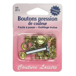 Kit de base boutons pression couleur or x6