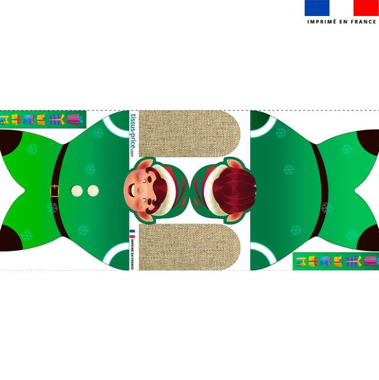 Kit doudou à coudre motif lutin de Noël