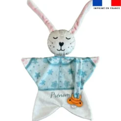 Kit doudou personnalisé - Lapin montgolfiere