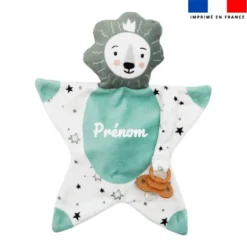 Kit doudou personnalisé - Lion baby bleu et gris