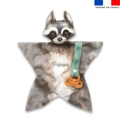 Kit doudou personnalisé - Raton laveur aquarelle