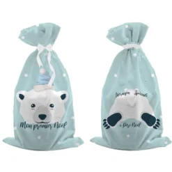 Kit hotte de Noel bleu givré motif ours polaire