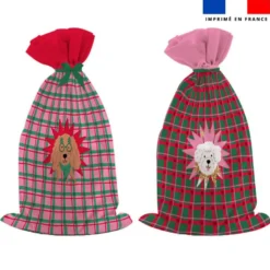Kit hotte de Noel bleu givré motif chien de Noel