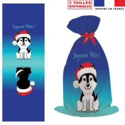 Kit hotte de Noel bleu motif Joyeuses Fêtes