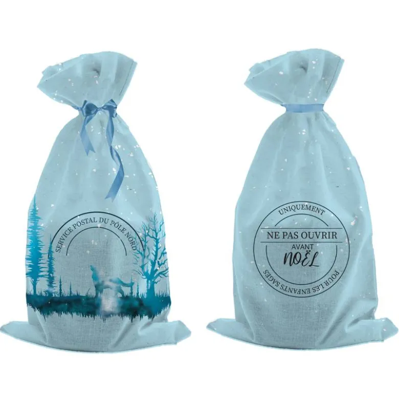 Kit hotte de Noel bleu motif Service postal du Pôle Nord