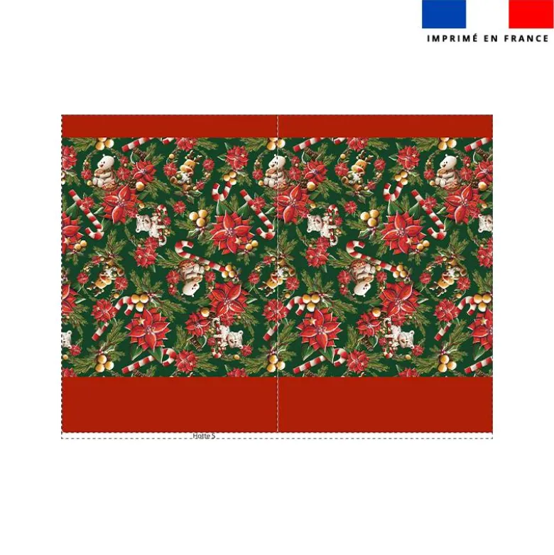 Kit hotte de Noel motif animaux couronne et fleur de noel - Création Stillistic