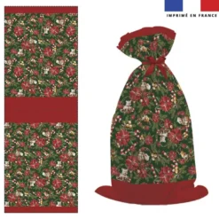 Kit hotte de Noel motif animaux couronne et fleur de noel - Création Stillistic