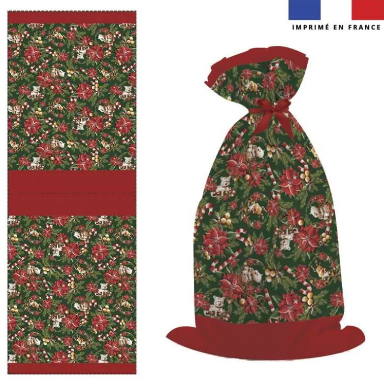 Kit hotte de Noel motif animaux couronne et fleur de noel - Création Stillistic