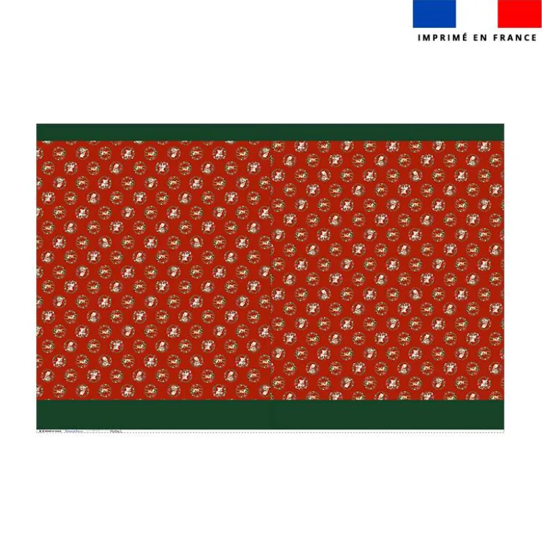 Kit hotte de Noel motif animaux couronne de noel rouge - Création Stillistic
