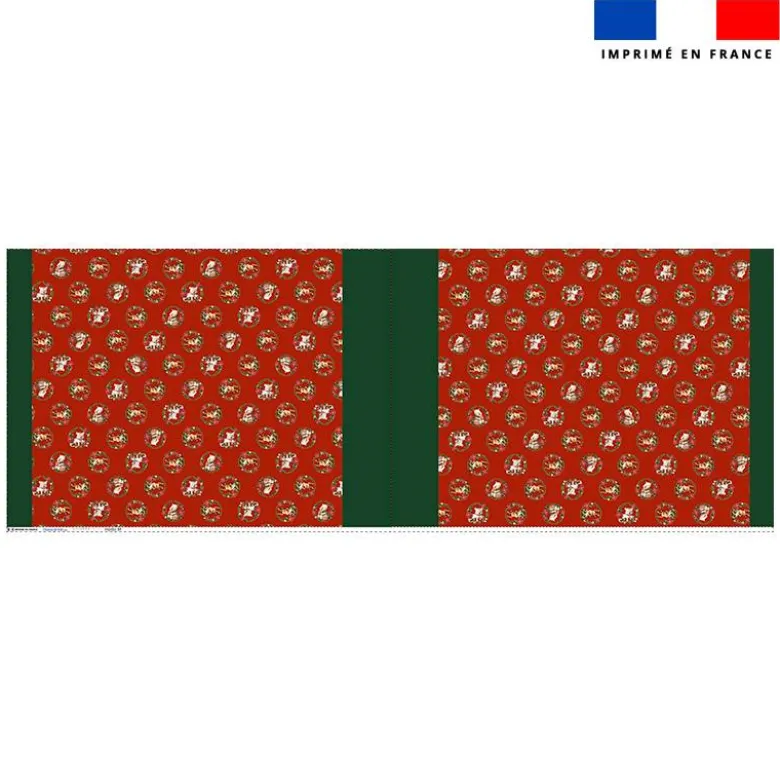 Kit hotte de Noel motif animaux couronne de noel rouge - Création Stillistic
