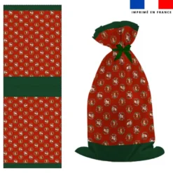 Kit hotte de Noel motif animaux couronne de noel rouge - Création Stillistic