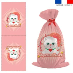 Kit hotte de Noel motif chat blanc - Création Lita Blanc