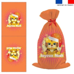 Kit hotte de Noel motif chat jaune - Création Lita Blanc