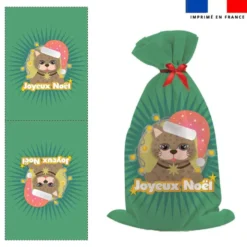 Kit hotte de Noel motif chat marron - Création Lita Blanc